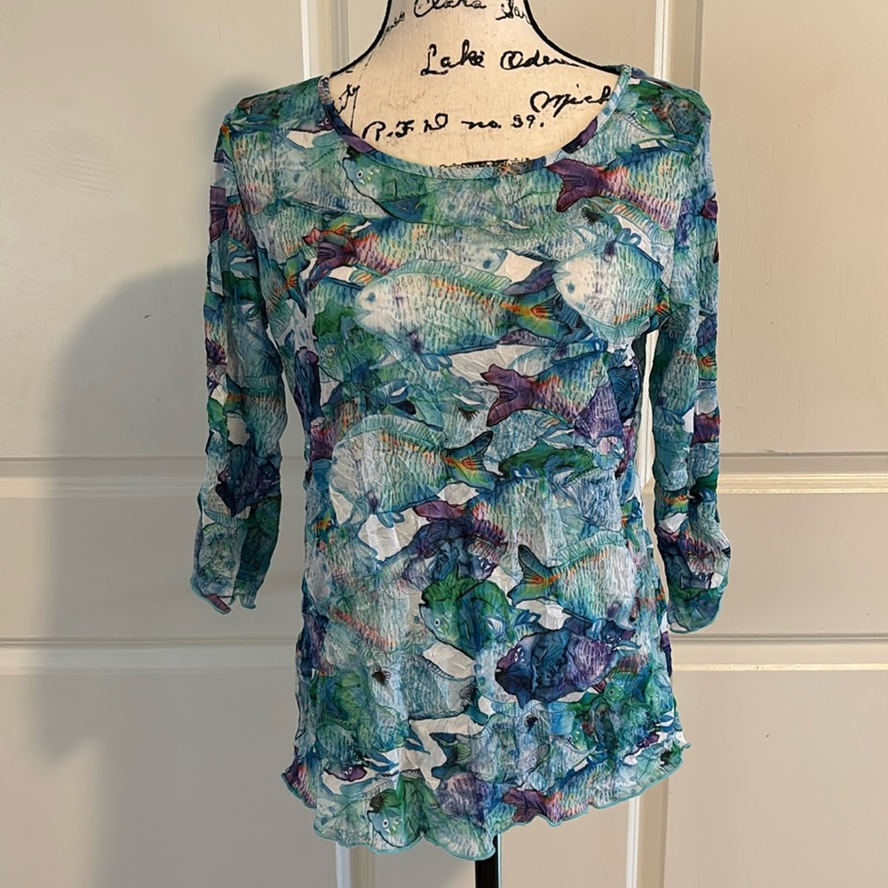 Snow Skins Fish Pattern Shirt - image 1